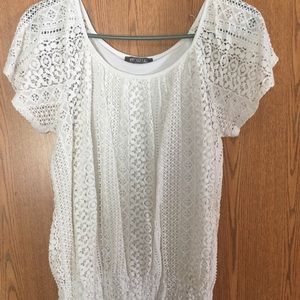 Dress barn White short sleeve lace top